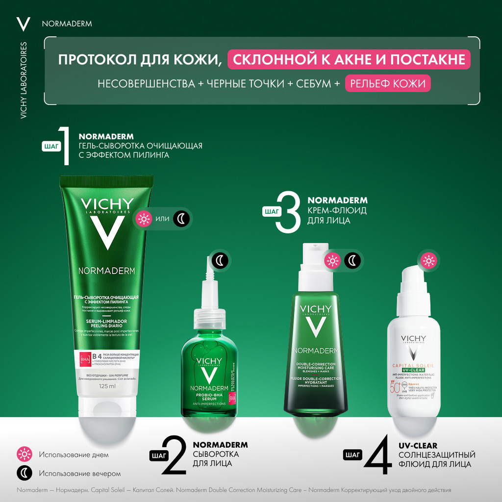 Vichy Normaderm Probio-BHA Serum Сыворотка пробиотическая восстанавливающая против несовершенств 30 мл