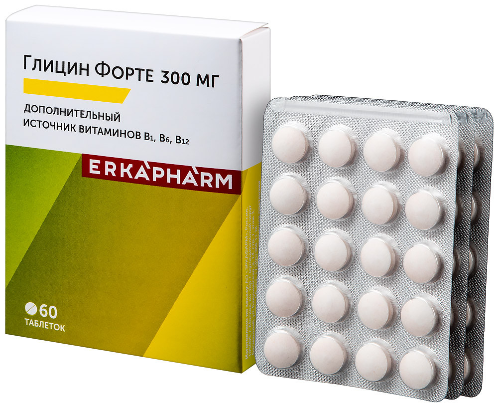 Эркафарм Глицин Форте 300 мг таблетки для рассасывания 60 шт
