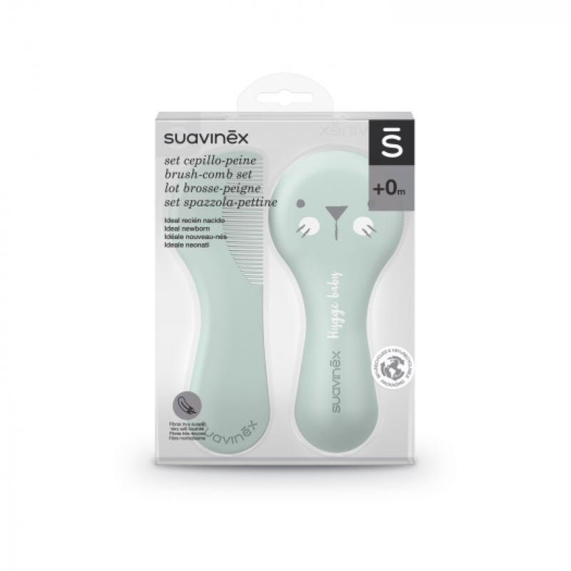Suavinex Hygge Baby Набор детский расческа + щетка Зеленый