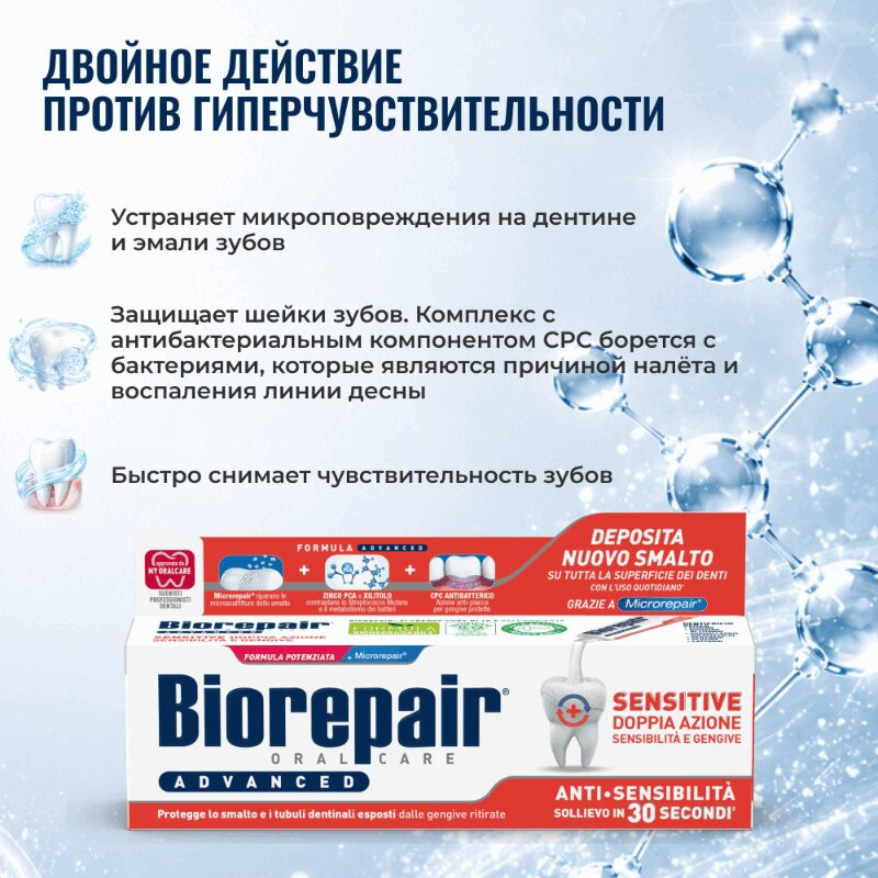 BioRepair  Сенситив Дабл Экшн Паста зубная против гиперчувствительности 75 мл