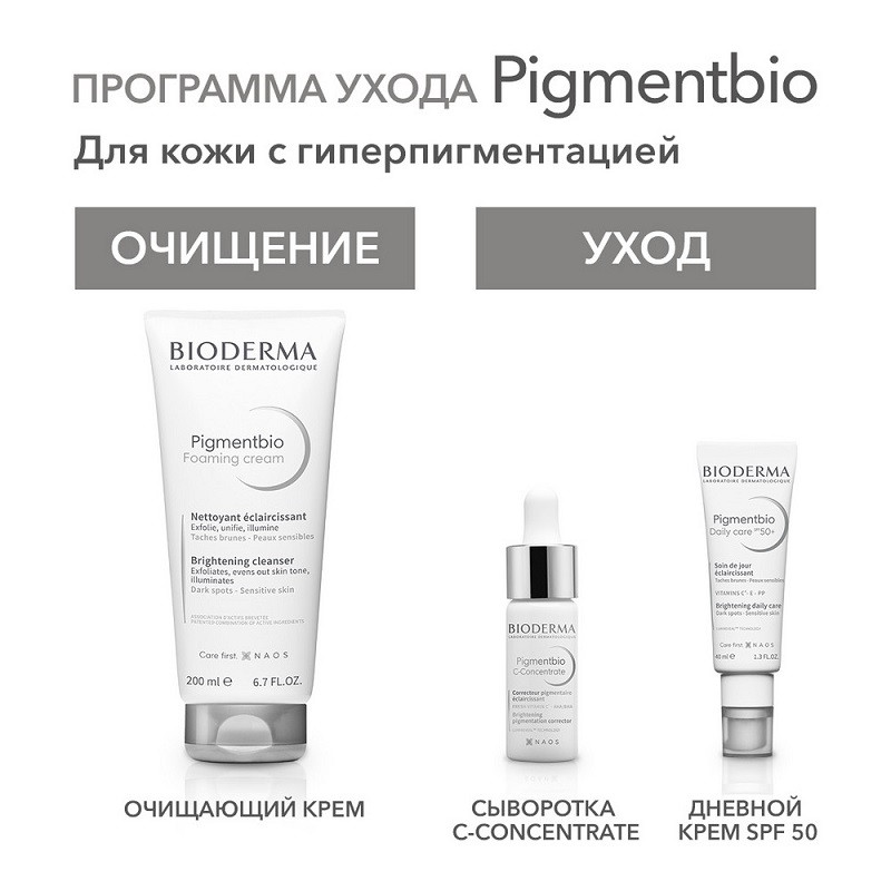 Bioderma Pigmentbio Foaming Крем осветляющий для чувствительной кожи с гиперпигментацией 200 мл
