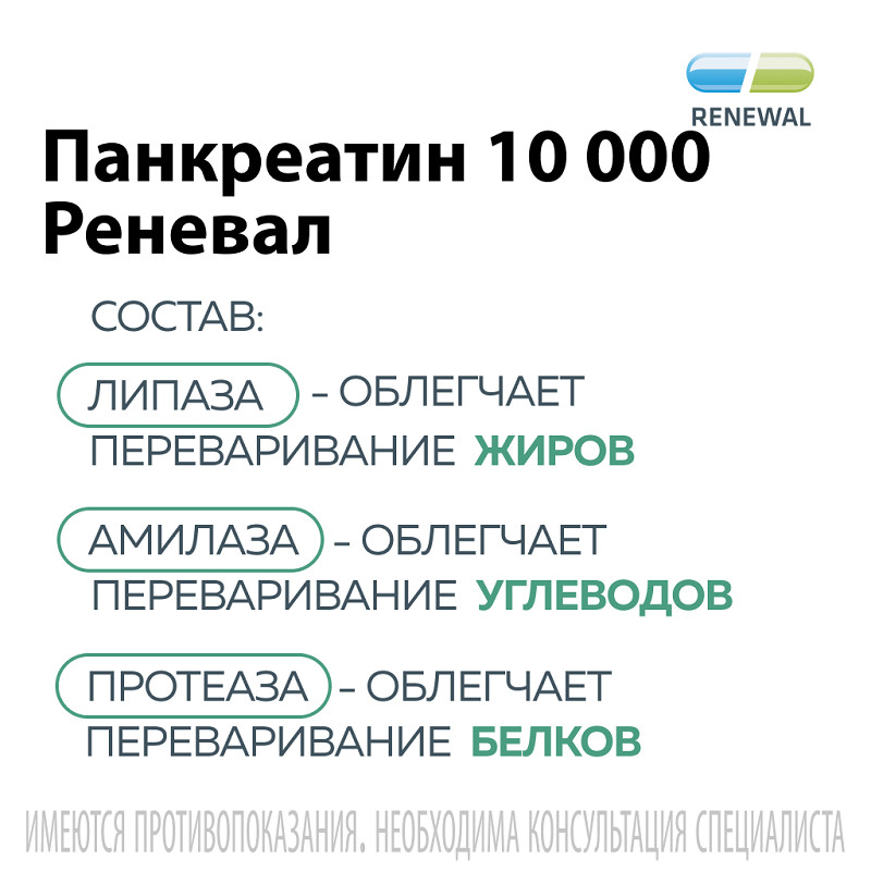 Панкреатин Реневал 10000 ЕД таблетки 20 шт