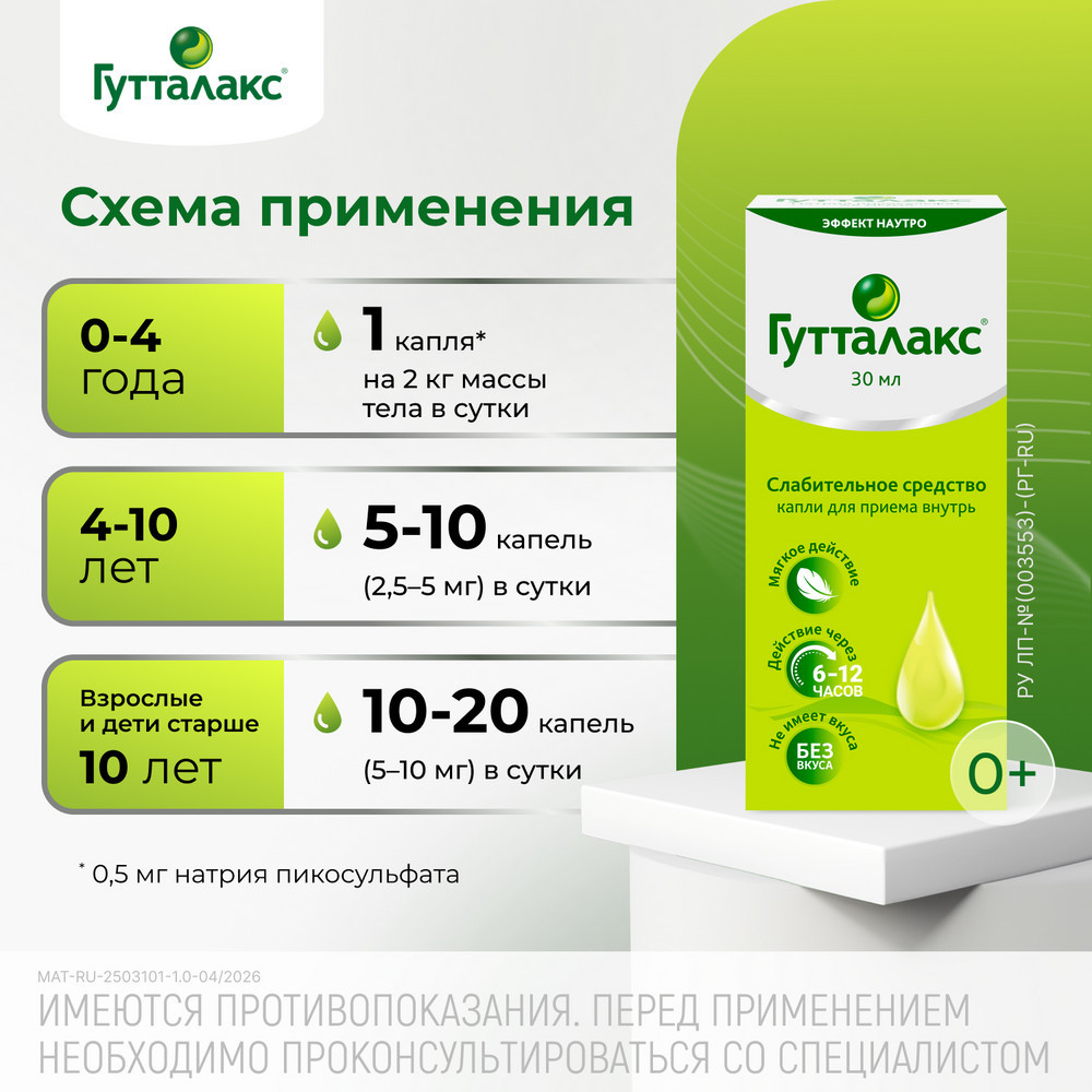 Гутталакс 7,5 мг/ мл капли для приема внутрь 30 мл
