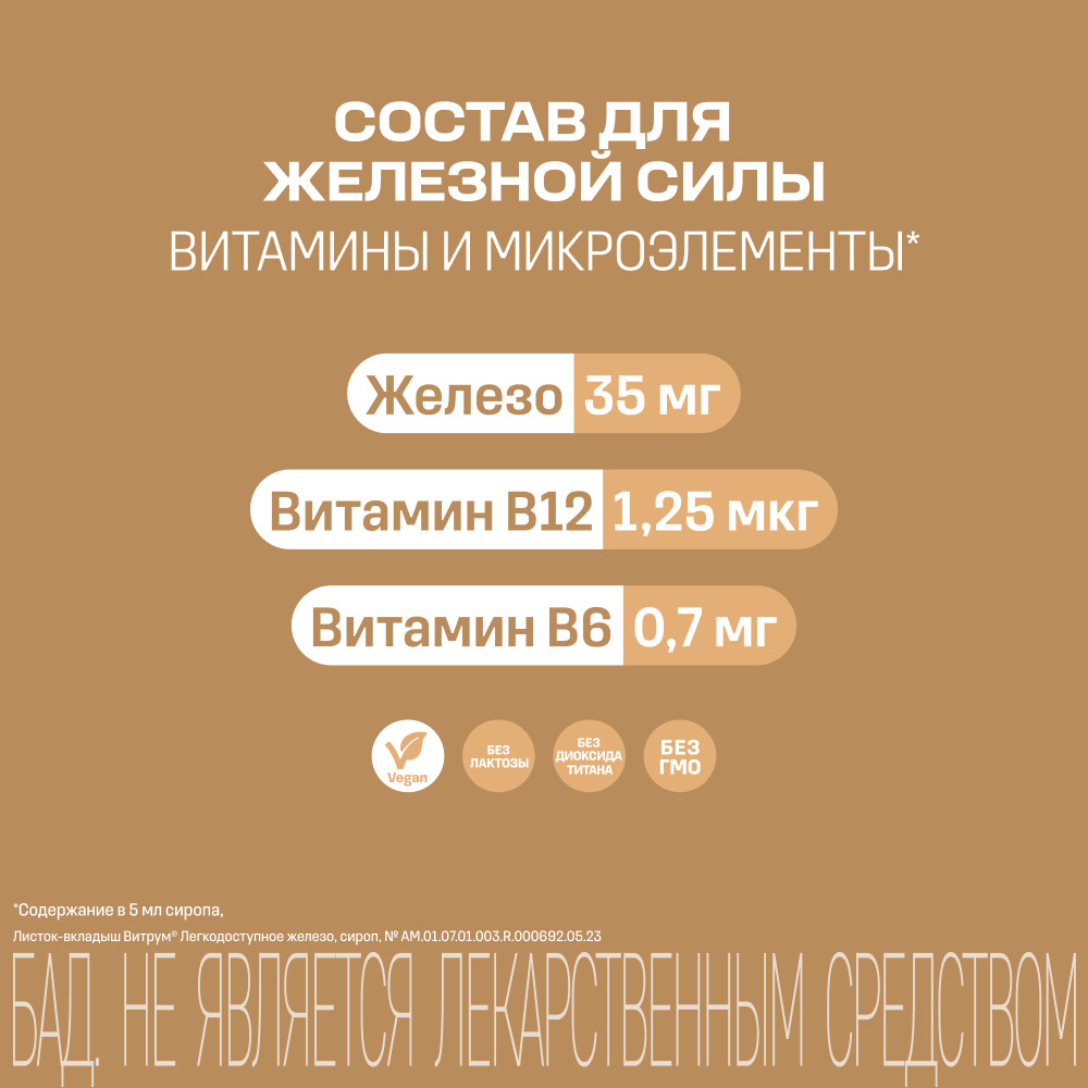 Витрум Легкодоступное Железо сироп Земляника 120 мл