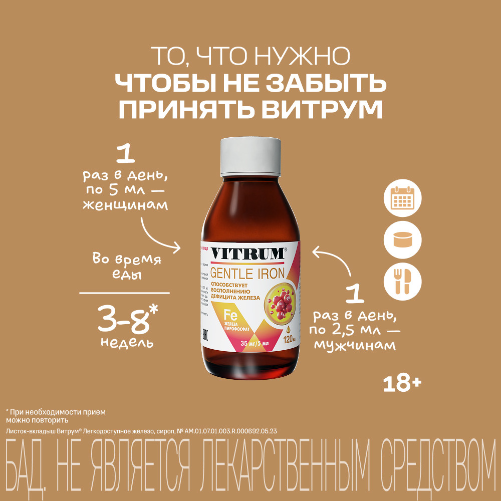 Витрум Легкодоступное Железо сироп Земляника 120 мл