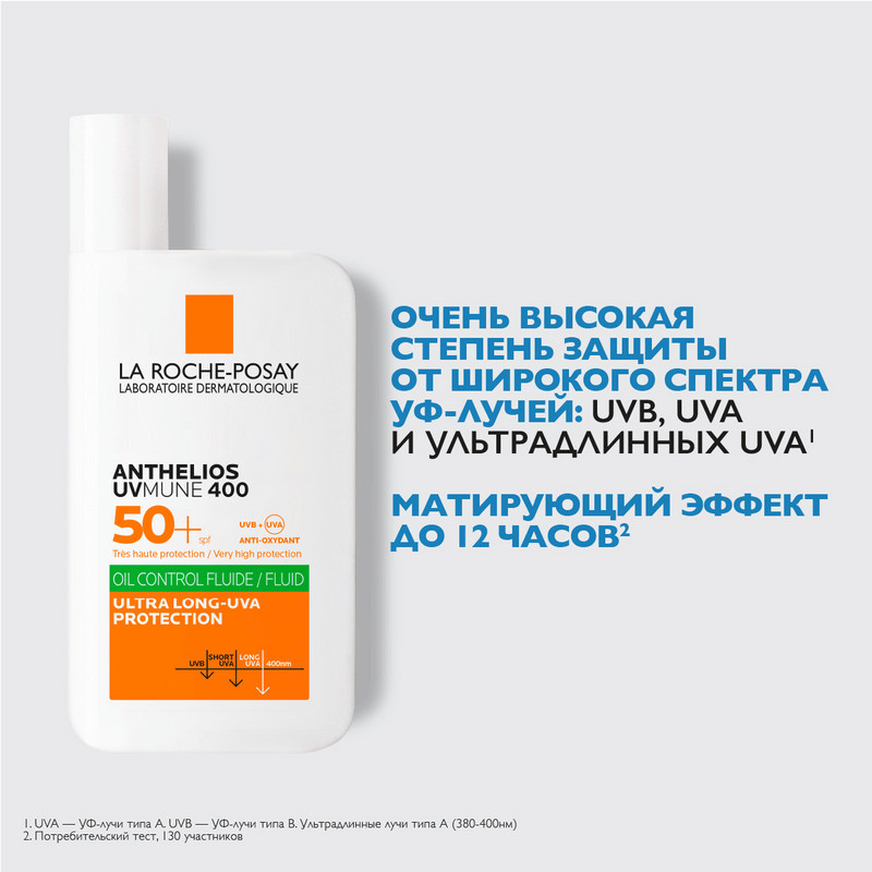 La Roche-Posay Anthelios UVMUNE 400 Флюид солнцезащитный матирующий SPF 50+ 50 мл