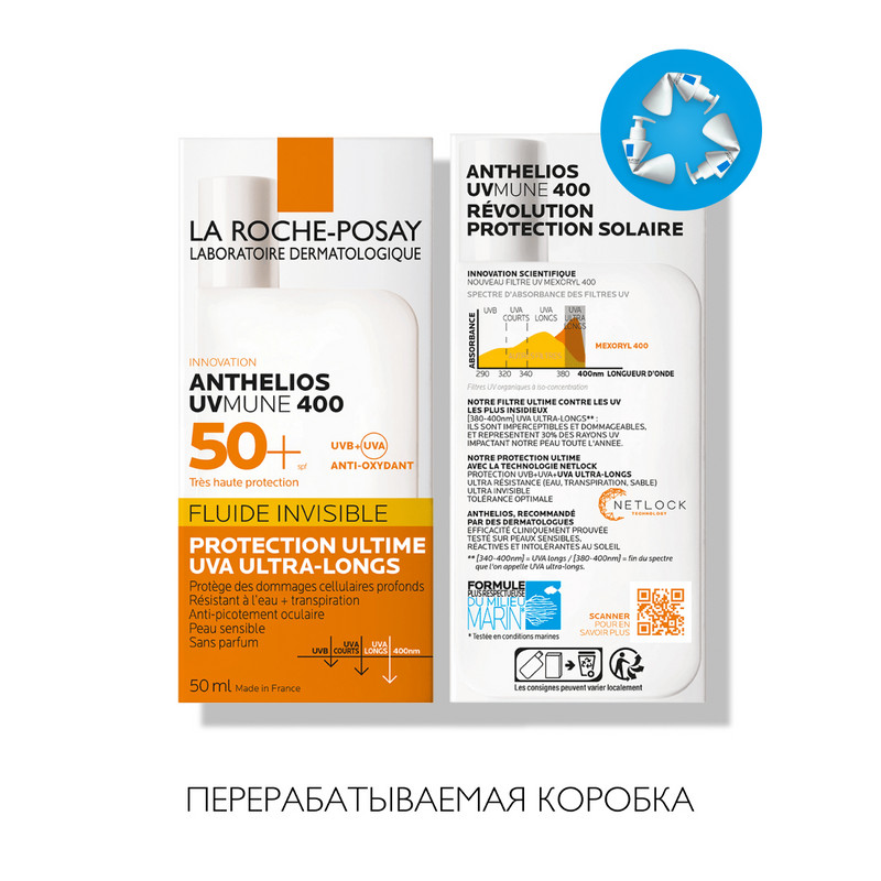 La Roche-Posay Anthelios UVMUNE 400 Флюид солнцезащитный невидимый SPF 50+ 50 мл