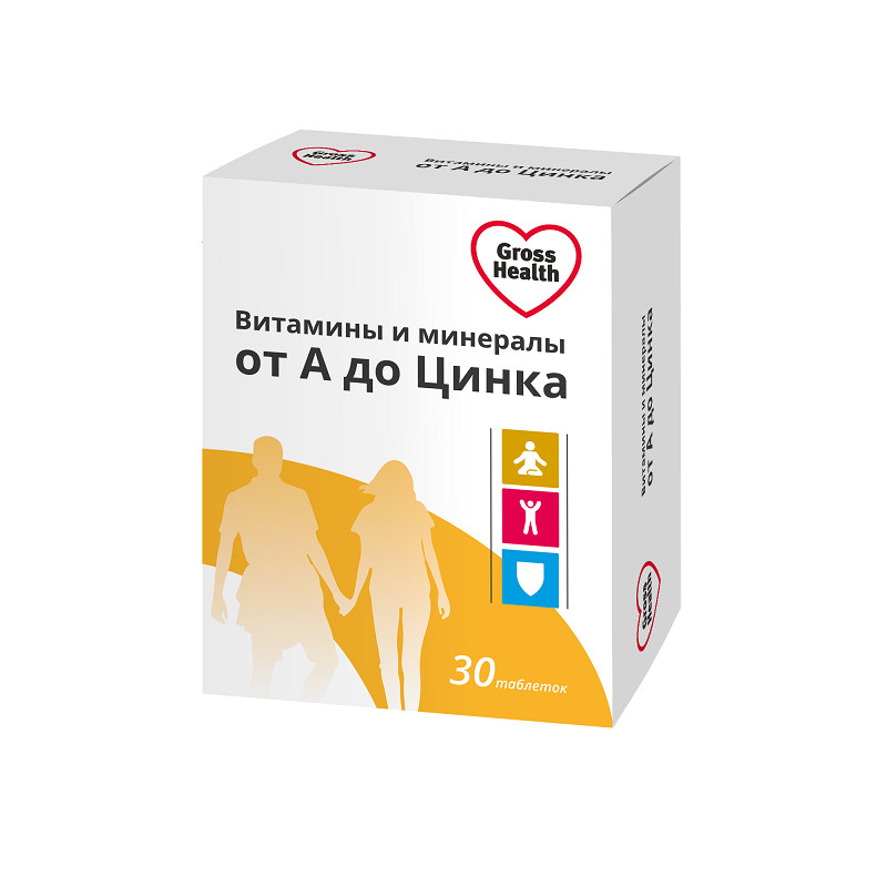 Gross Health Витамины и минералы от А до Цинка таблетки 30 шт