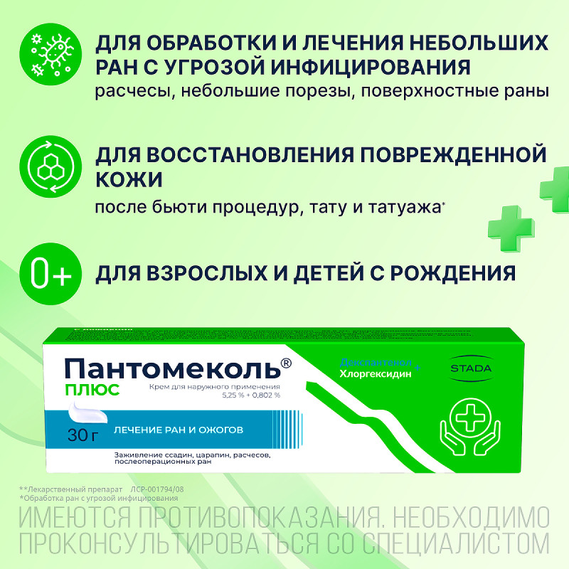 Пантомеколь Плюс 5,25%+0,802% крем для наружного применения 30 г