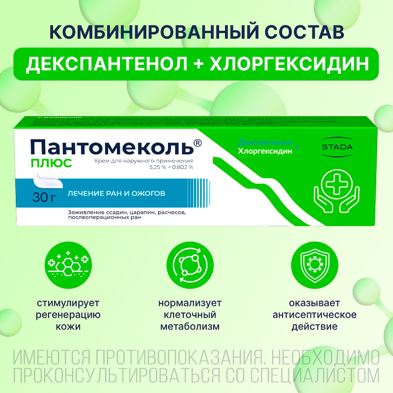 Пантомеколь Плюс 5,25%+0,802% крем для наружного применения 30 г