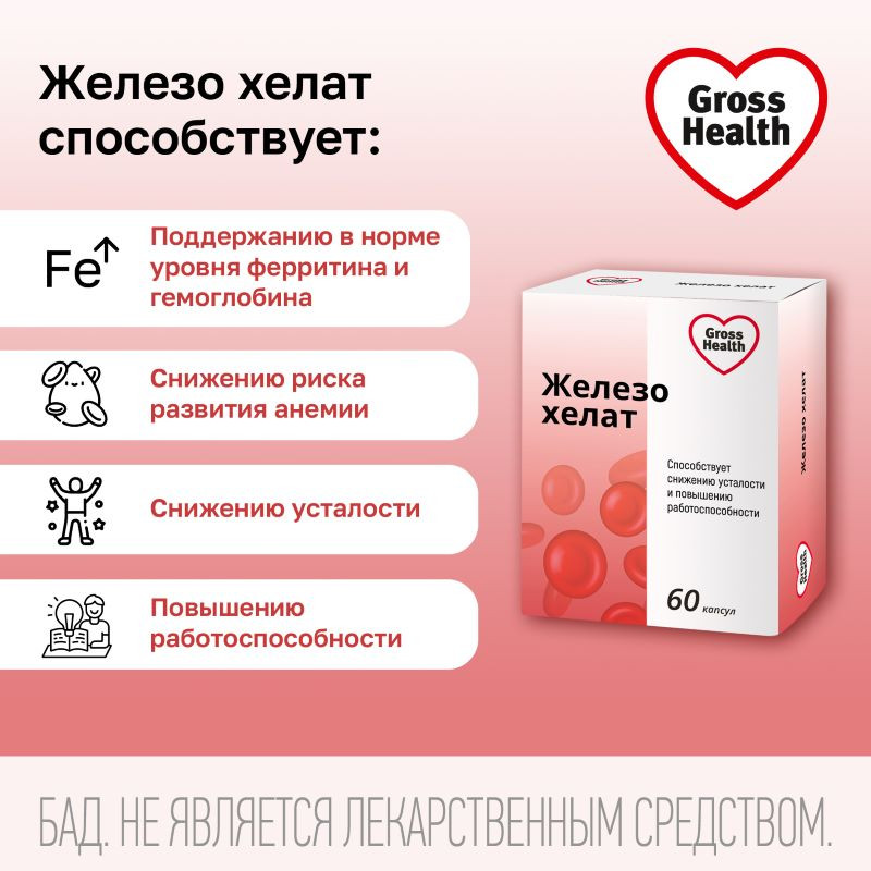 Gross Health Железо хелат капсулы 60 шт