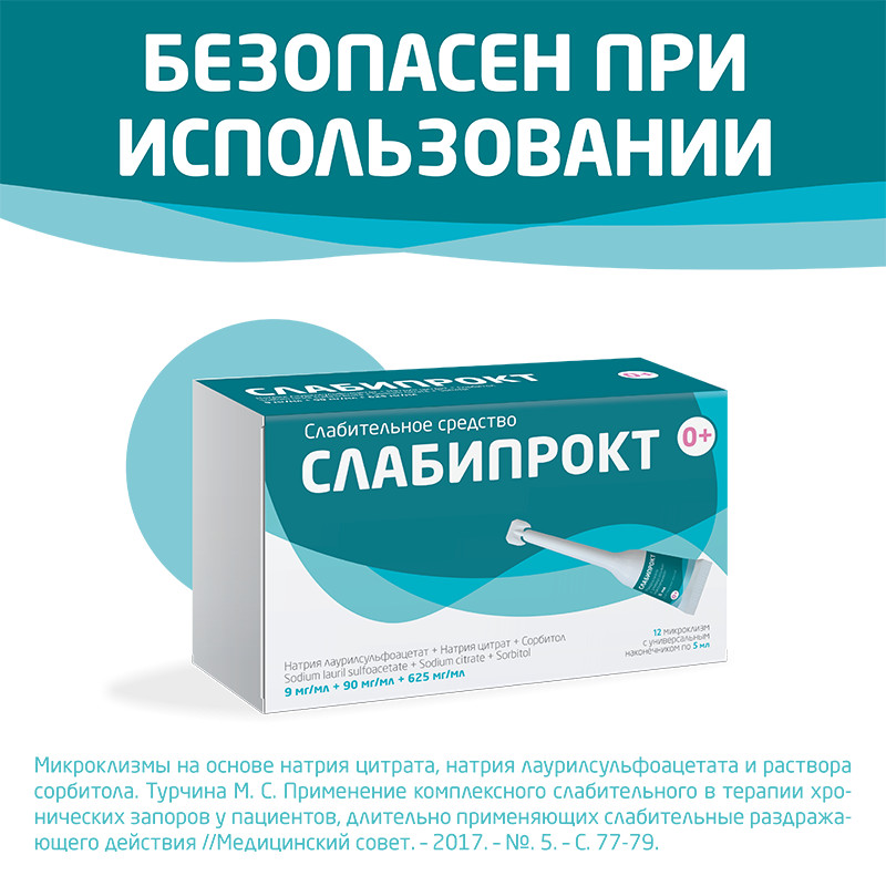 Слабипрокт раствор ректальный микроклизма 5 мл 12 шт