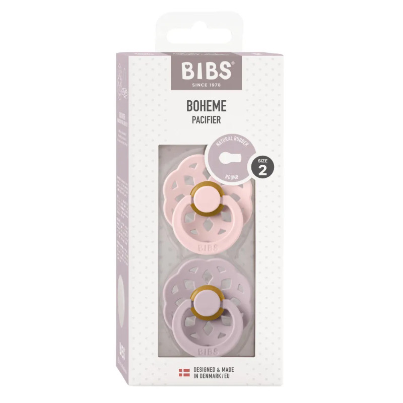 Bibs Boheme Пустышка латексная с 6 месяцев Blossom-Dusky Lilac 2 шт