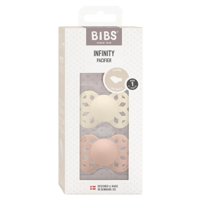 Bibs Infinity Пустышка анатомическая силиконовая с 0 месяцев  Ivory-Blush 2 шт