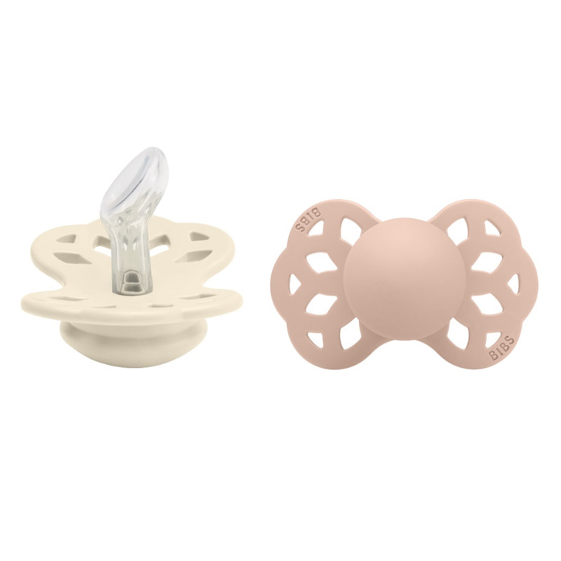 Bibs Infinity Пустышка анатомическая силиконовая с 0 месяцев  Ivory-Blush 2 шт