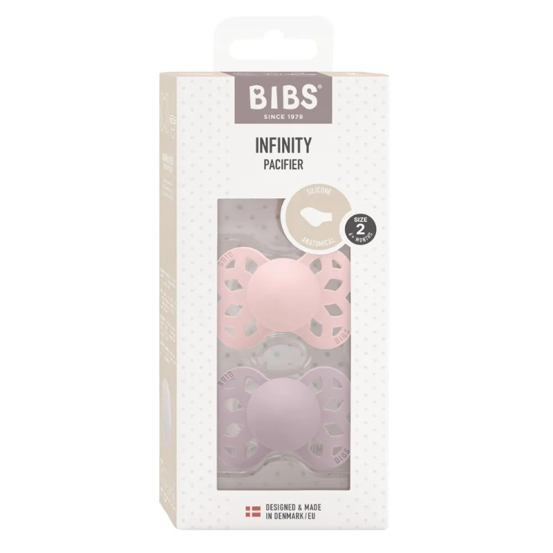 Bibs Infinity Пустышка анатомическая силиконовая с 6 месяцев Blossom-Dusky Lilac 2 шт
