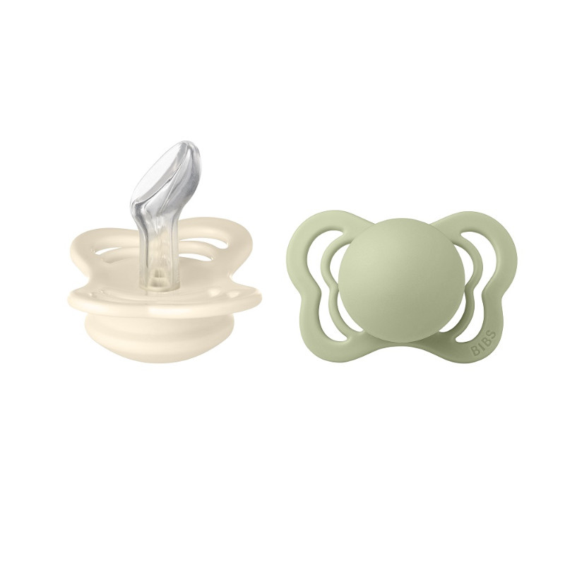 Bibs Couture Пустышка анатомическая силиконовая с 0 месяцев Ivory-Sage 2 шт