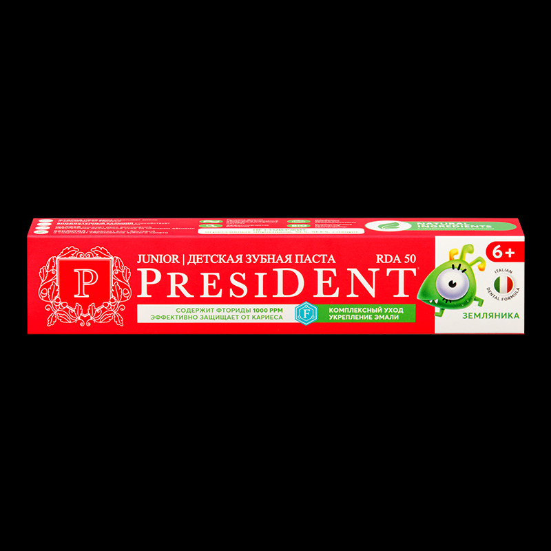 PresiDENT Зубная паста с фтором для детей с 6 лет Земляника 70 г
