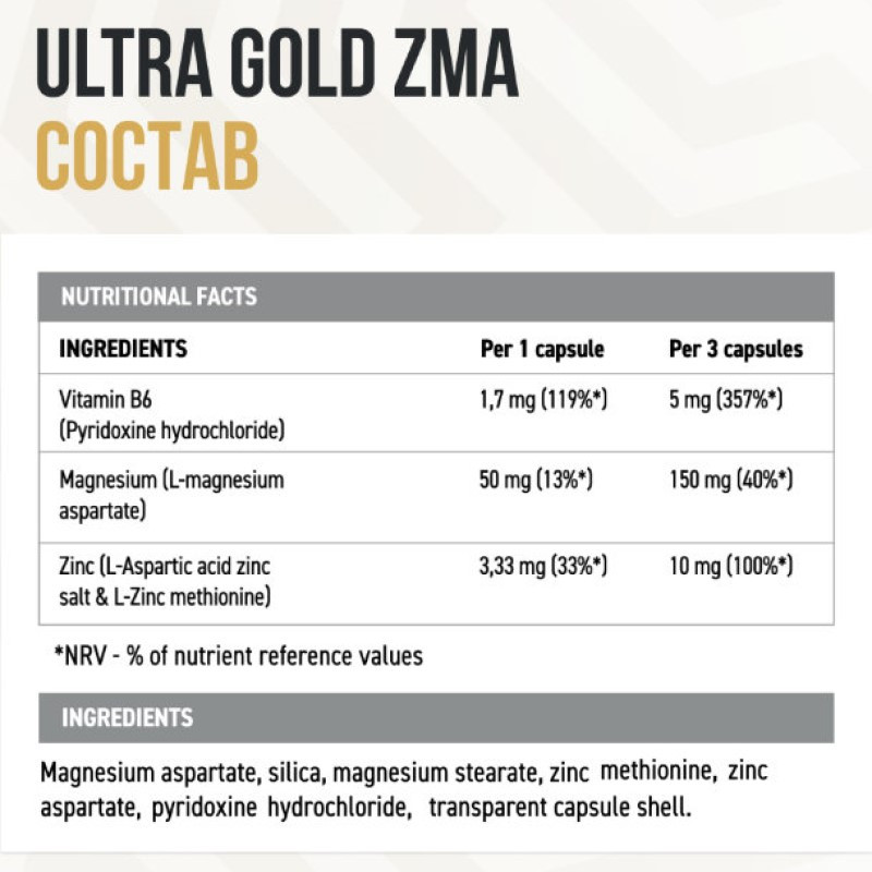 Ultrasupps ZMA Цинк-Магний-Аспартат капсулы 90 шт