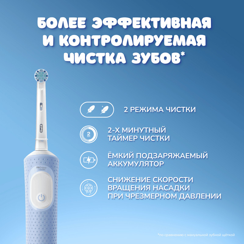 Oral-B Vitality Pro Kids Зубная щетка электрическая для детей с 3 лет Голубая
