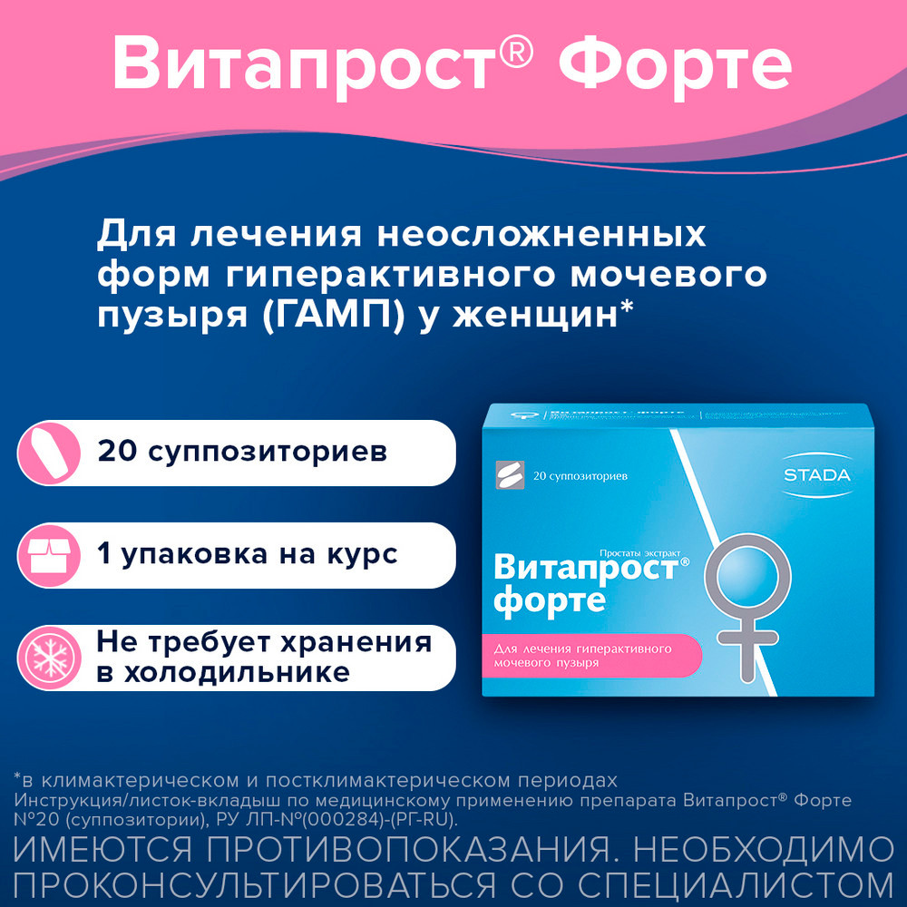 Витапрост Форте 20 мг суппозитории ректальные 20 шт