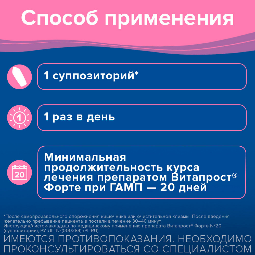 Витапрост Форте 20 мг суппозитории ректальные 20 шт