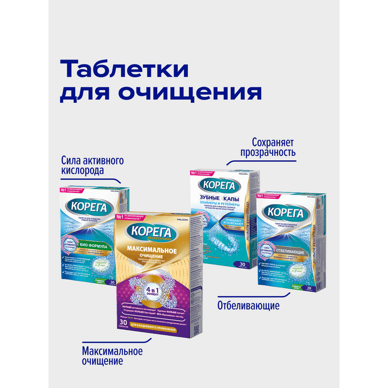 Корега Professional Максимальное очищение Таблетки для очищения зубных протезов 30 шт