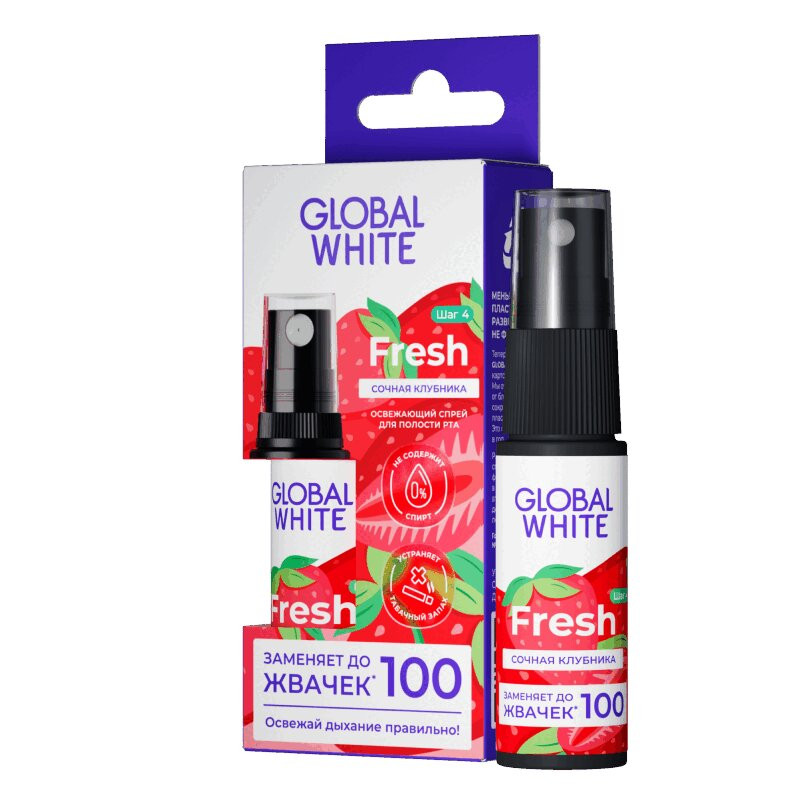 Global White Fresh Спрей для полости рта освежающий Клубника 15 мл