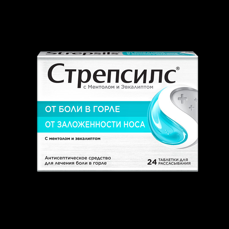 Стрепсилс с Ментолом и Эвкалиптом таблетки для рассасывания 24 шт