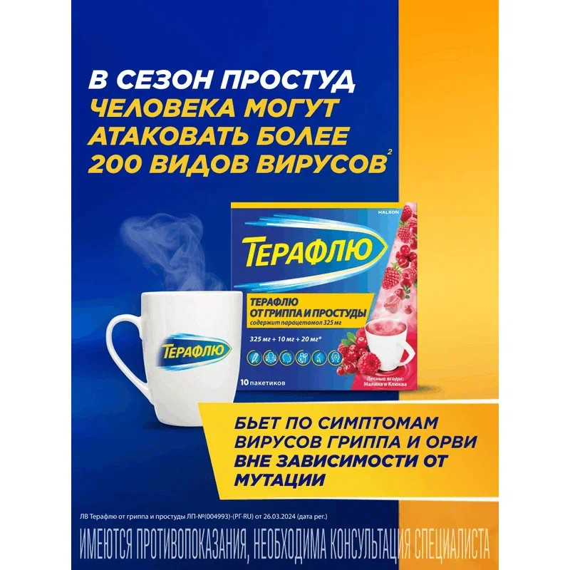 ТераФлю порошок для приготовления раствора Лесные ягоды 10 шт