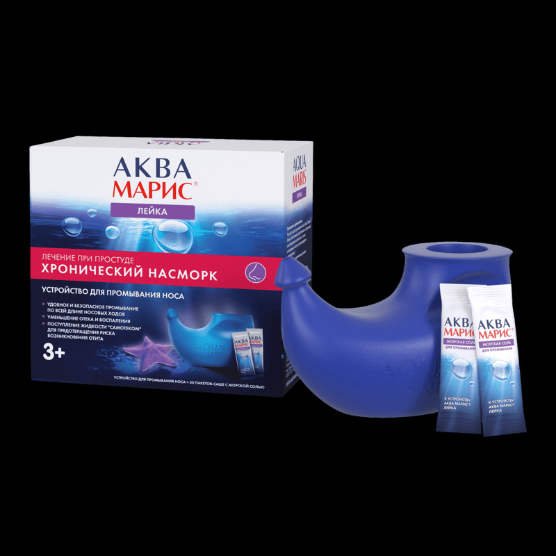 Аква Марис Лейка устройство для промывания носа 1 шт и соль 30 шт