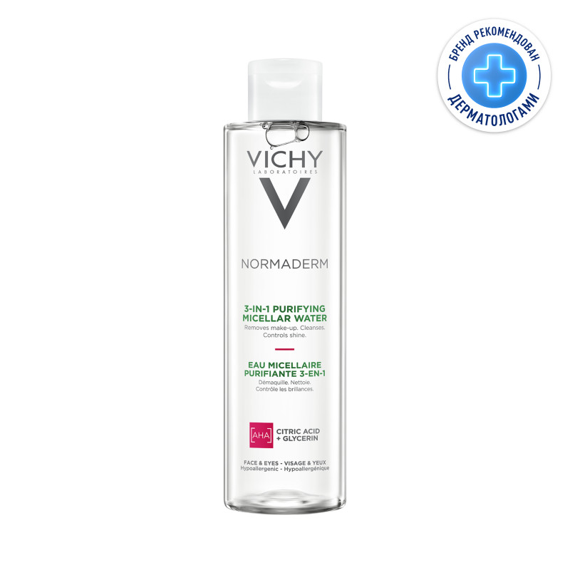 Vichy Normaderm Вода мицеллярная 3в1 для лица и кожи вокруг глаз 200 мл
