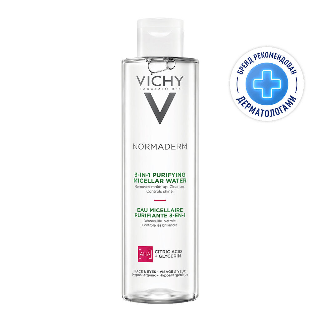 Vichy Normaderm Вода мицеллярная 3в1 для лица и кожи вокруг глаз 200 мл