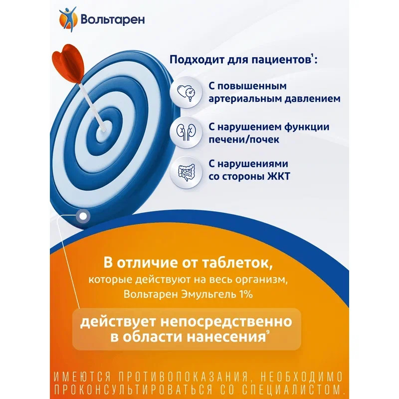 Вольтарен Эмульгель 1% гель для наружного применения 100 г