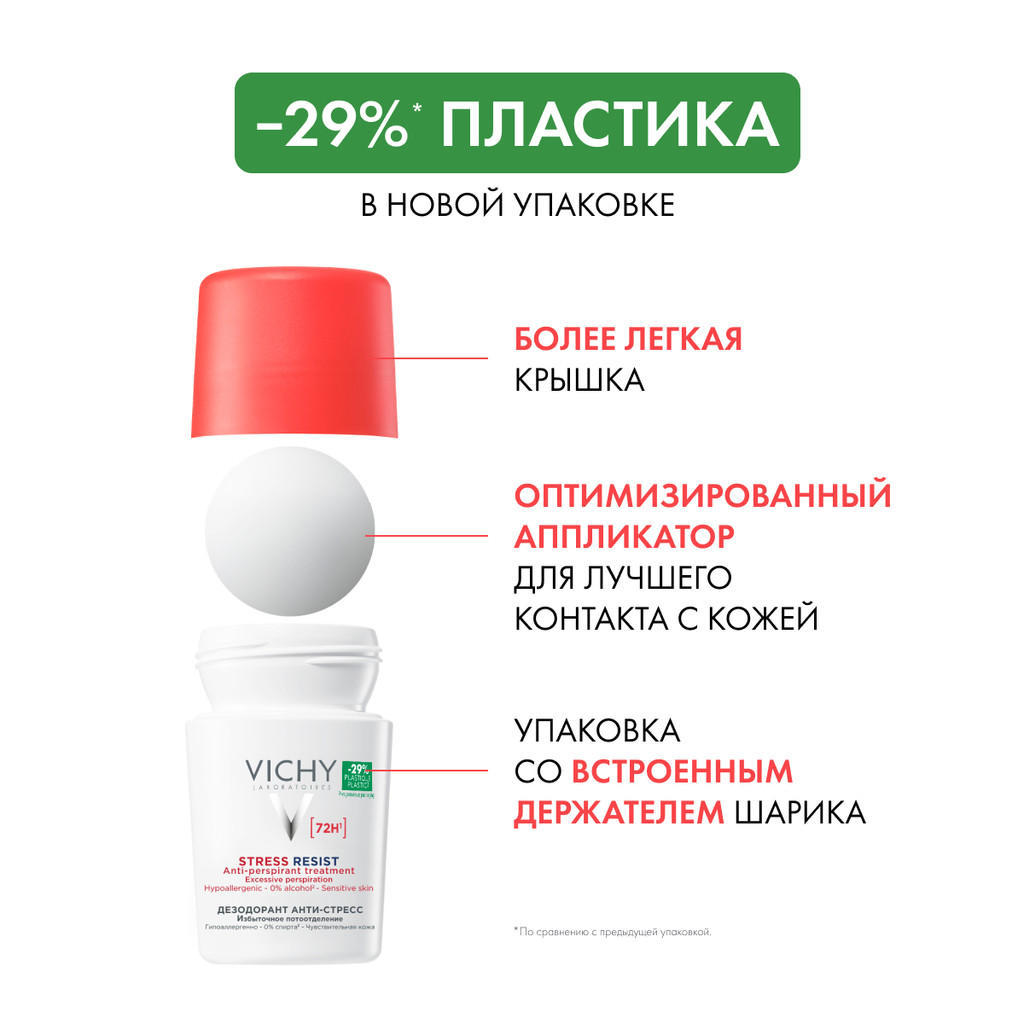Vichy Дезодорант-антиперспирант шариковый анти-стресс защита 72 ч 50 мл