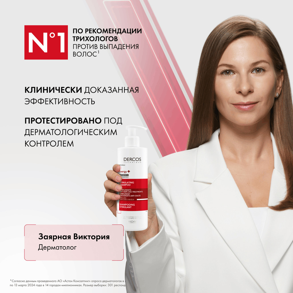 Vichy Dercos Energy+ Шампунь тонизирующий против выпадения и истончения волос 400 мл