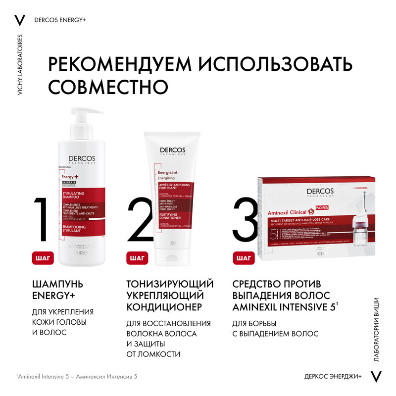 Vichy Dercos Energy+ Шампунь тонизирующий против выпадения и истончения волос 400 мл