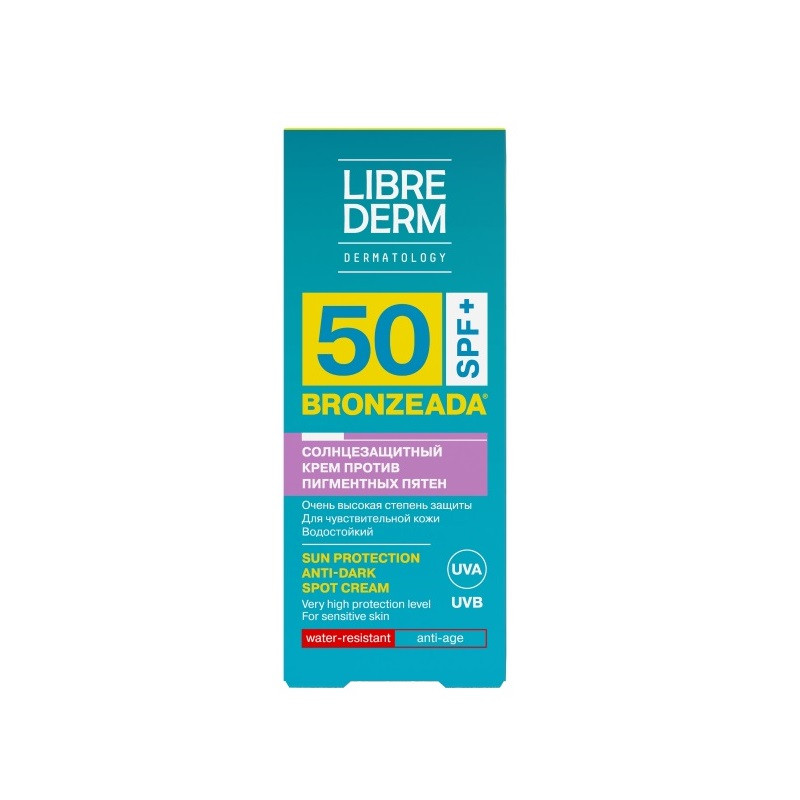 Librederm Bronzeada Крем солнцезащитный для лица и тела против пигментных пятен SPF 50 50 мл