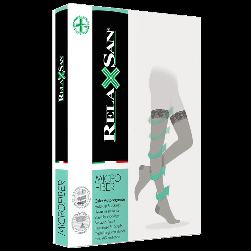 Relaxsan MicroFiber Чулки компрессионные Stay-Up 1 класс компрессии 140 den размер 5 Телесные