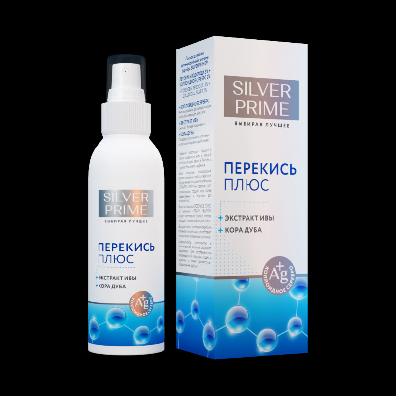 SilverPrime Перекись Плюс Лосьон-спрей для кожи с ионами серебра 100 мл