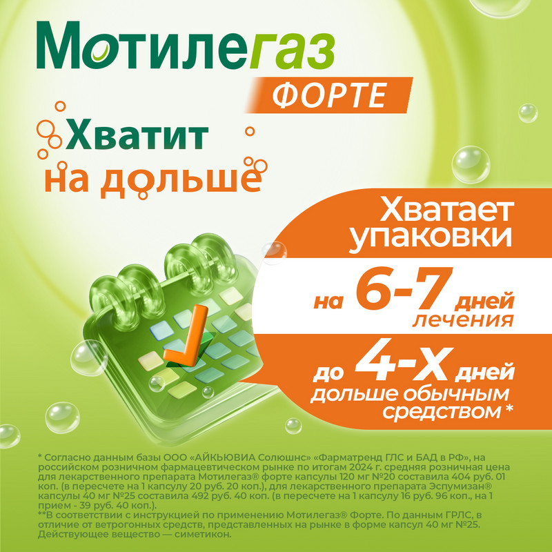 Мотилегаз Форте 120 мг капсулы 20 шт