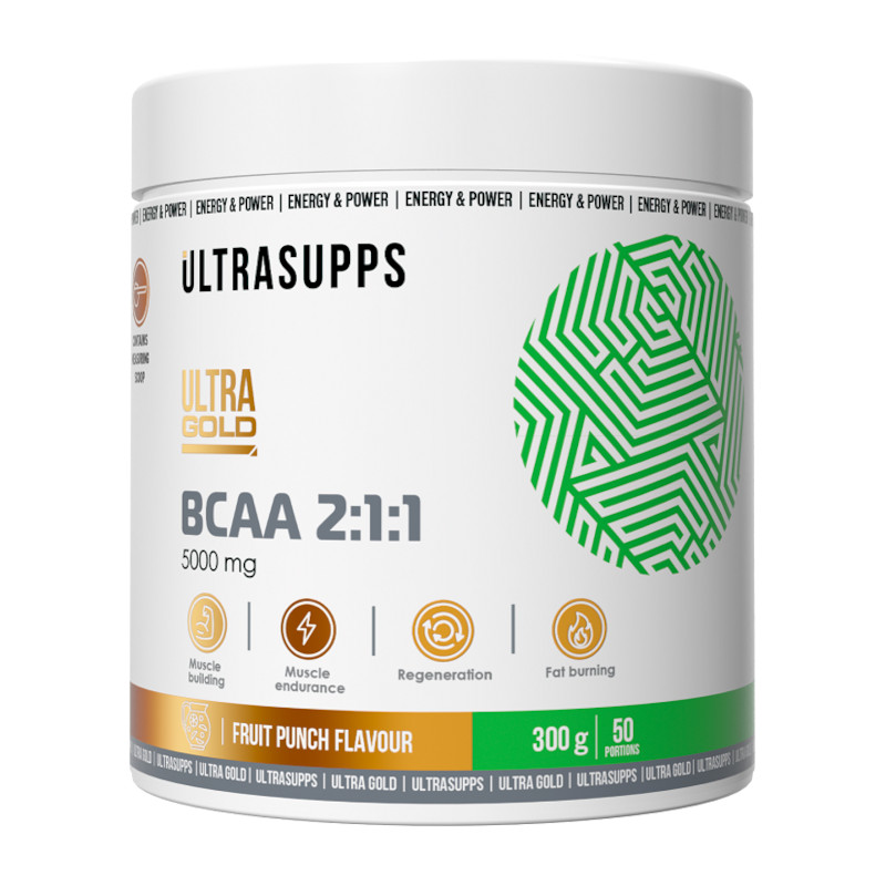 Ultrasupps BCAA 2:1:1 Комплекс аминокислот порошок Фруктовый пунш 300 г