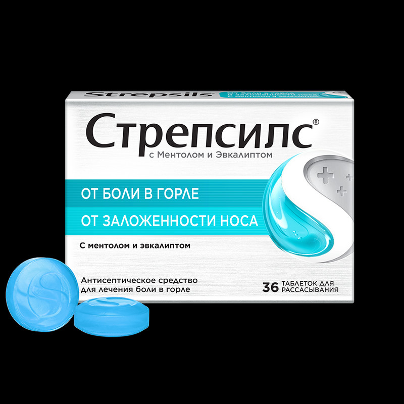 Стрепсилс с Ментолом и Эвкалиптом таблетки для рассасывания 36 шт